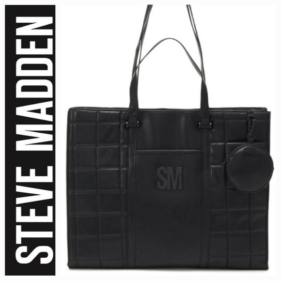Steve Madden BFranklin Quilted Tote Bag Black - Picture 1 of 14